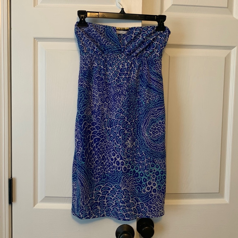 Trina Turk Blue Pattern Cover Up Dress